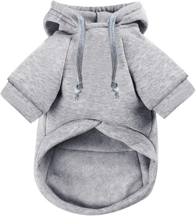 Jecikelon Dog Hoodies for Small Dogs with Zipper Pocket, Soft Fleece Puppy Clothes with Rope Hat, Warm Winter Outfits Cold Weather Coats, Cute Sweatshirt Chihuahua Costume (XX-Small, Y02-Grey)