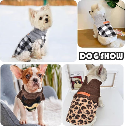 Dog Winter Clothes Fleece Plaid Dog Vest for Winter Warm Soft Sweater for Small Medium Dog Cat Cute Puppy Kitten Clothes Cat Sweaters (Small, Grey)