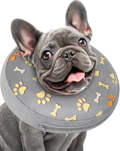 Inflatable Dog Pillow Cone Collar After Surgery, Donut Soft Neck Cone for Beagle French Bulldog Medium Plus Dogs, etc, Recovery E Collar to Stop Licking Paw