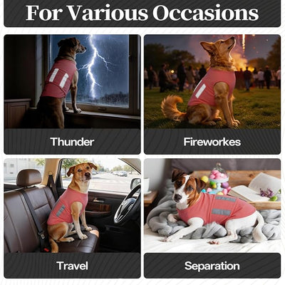 Dog Anxiety Calming Vest, Gentle Compression Anxiety Suit for Dogs, Breathable Dog Calming Wrap for Separation Anxiety, Thunder, Fireworks, Vet Visits, Pink M