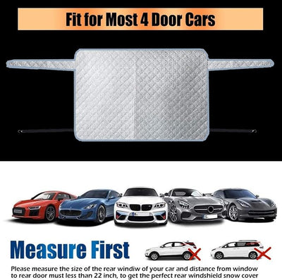 Rear Window Snow Cover - 2 Layered Aluminum Foil All Weather Sun Block | Car Winter Windshield Cover Hook Invisible Magnet Frost Protection Ice Rain Winter Debris for SUV Cars