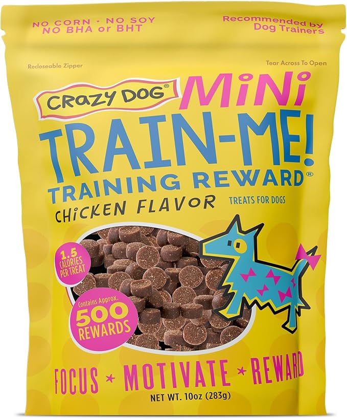 Mini Train-Me! Training Treats 10 oz. Bag, Chicken Flavor, with 500 Treats per Bag, Recommended by Dog Trainers