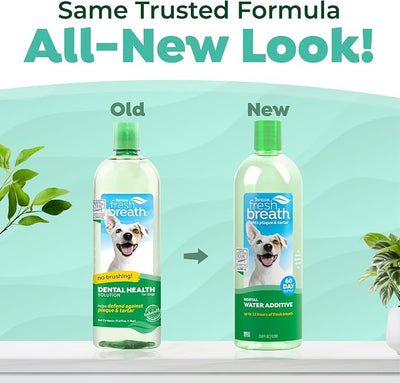 TropiClean Fresh Breath Water Additive for Dogs 2-Pack, 33.8oz Each — Dog Breath Freshener & Teeth Cleaning Solution, Better Value for Daily Use
