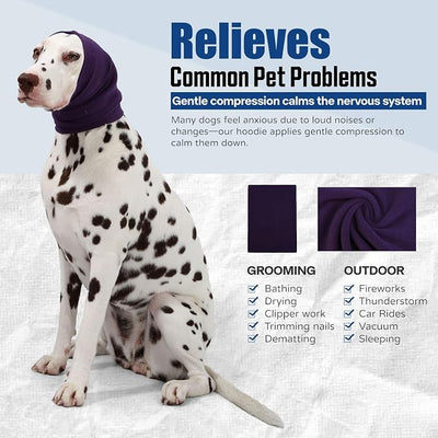 Dog Calming Hoodie Quiet Head Cover Sleeves Anxiety Relief/Noise Protection - Grooming - Thunder - Fireworks