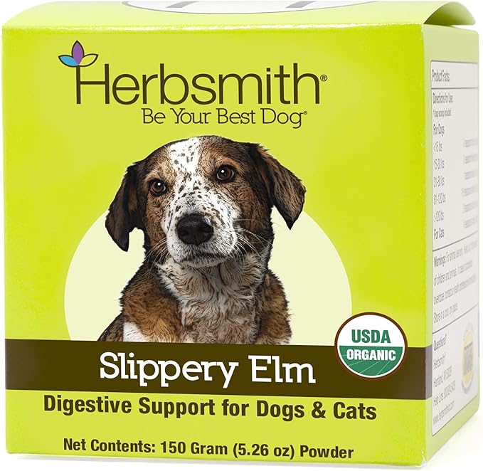 Organic Slippery Elm - Digestive Aid for Dogs and Cats - Constipation and Diarrhea Relief for Dogs and Cats - Megaesophagus Dog Aid - 150g