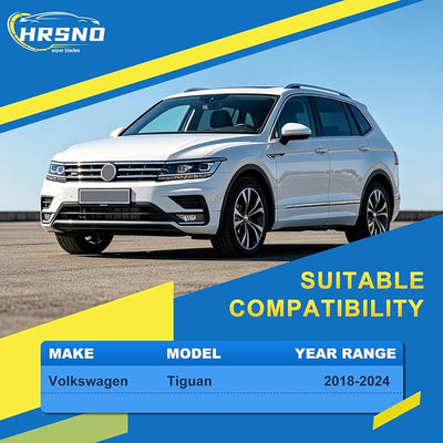 HRSNO® Wiper Blades:3-Pack Windshield Wipers for Volkswagen Tiguan 2018-2024-All-Season Beam Design-Quiet Streak-Free-Exact Fit Replacement for Volkswagen Cars (25"/22"/15")
