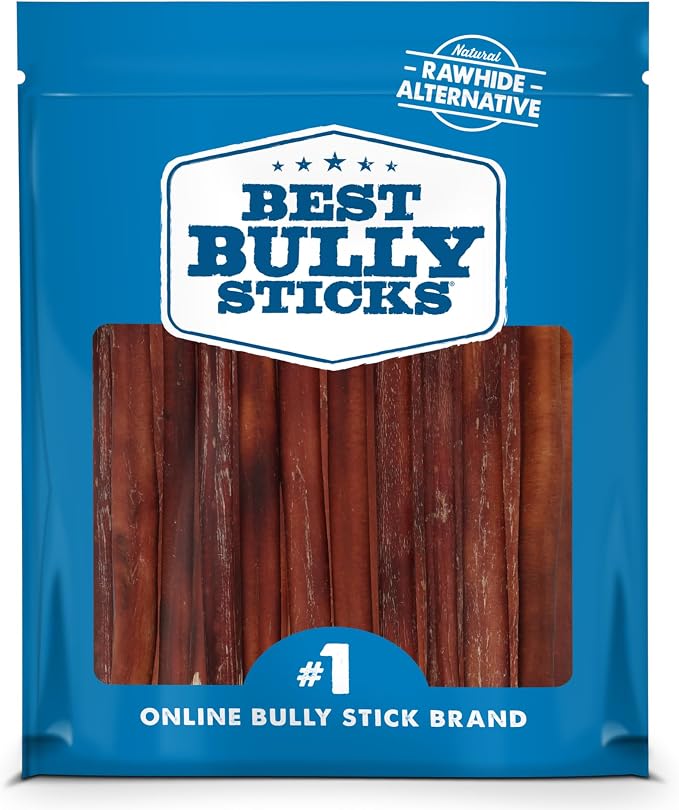 12 Inch Bully Sticks for Dogs - 25 Count (Pack of 1) - Natural, Easily Digestible, 100% Grass-Fed, Grain and Rawhide Free