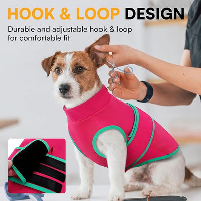 Queenmore Dog Anxiety Vest,Breathable Dogs Stress and Anxiety Relief Jacket,Lightweight Calming Shirt for Dogs,Dog Anxiety Hoodie Calming Care for Separation,Thunder,Vet Visits,Rosered,M