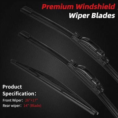 OTUAYAUTO Windshield Wiper Blades Replacement for Subaru Forester 2012-2018 | Outback 2015-2019 All-Weather Performance No Trace Front and Rear Wipers U/JHook 26"+17"+14" (Pack of 3)