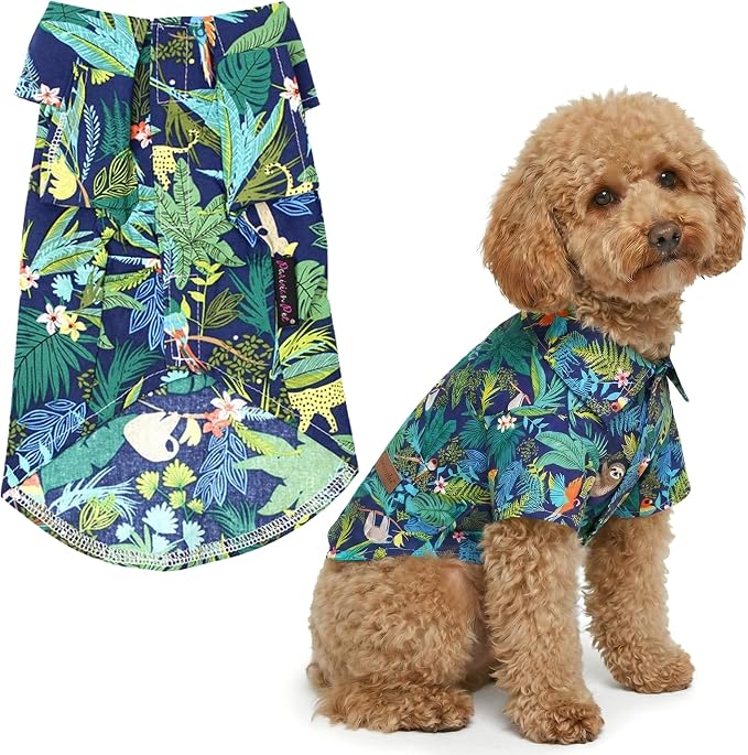 Amazonia Dog Shirt - Cotton Clothes for Large Dogs - Stylish Tropical Dog Outfit - Lightweight and Soft Puppy Clothes - Trendy Tshirts for Dogs - Comfortable Summer Pet Apparel