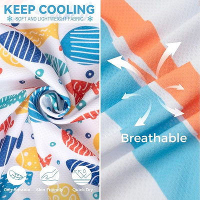 cyeollo 2pack Dog Cooling Shirt, Breathable Sleeveless Summer Clothes for Dogs, Intant Cool T Shirts for Small Dogs, Blue Fish XL