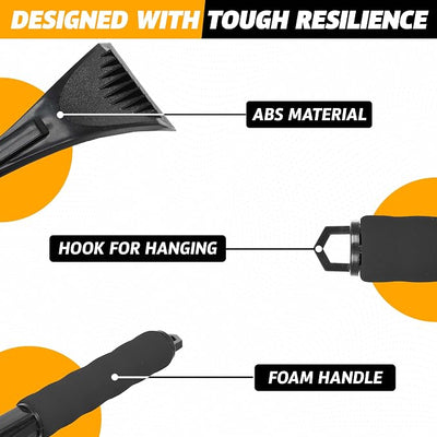 EcoNour Windshield Ice Scraper for Car | 2 Pack Scraper to Remove Snow, Frost, and Ice | Ice Crusher for Car Window with Foam Handle for Perfect Grip | Ice Removal Accessories