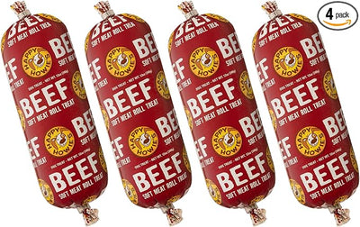 Happy Howie's Soft Meat Roll Treat - Soft Dog Food Beef Rolls, High Protein, Natural Ingredients, for All Dogs, Made in USA - Beef, 12 Oz (Pack of 4)