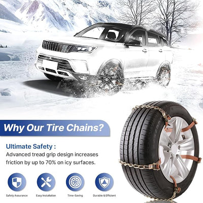 Snow Chains, 225-295mm Universal Tire Chains for Car, SUV, RV, Pickup Trucks, Adjustable Emergency Anti-Skid Thickening Tire Traction Chain (10 Packs)