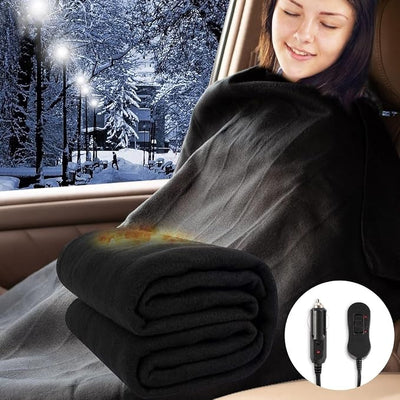 Big Ant Electric Car Blanket 12V Heated Car Blanket with 4 Hours Auto Off, Fast Heating Level Electric Blanket for Car Truck SUV RV Car Electric Blanket 58" x 42" (Black,Upgrade Model)