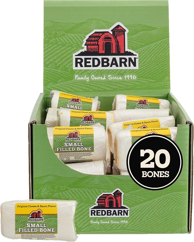 Pet Products Small Filled Dog Bones with Cheese N' Bacon, Natural Long-Lasting Dental Treats; Suitable for Aggressive Chewers 20 Bones