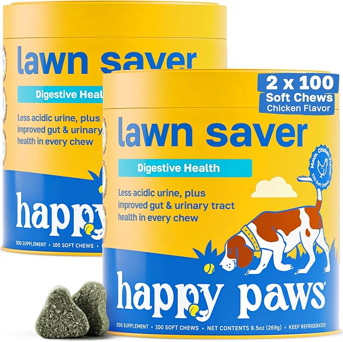 Lawn Saver Supplement, Probiotics for Dogs to Help Grass Stay Green & Prevent Lawn Burn, Digestive Health Support with Antioxidants & Fiber, Vegan Chicken Flavor, Non GMO, 200 Soft Chews