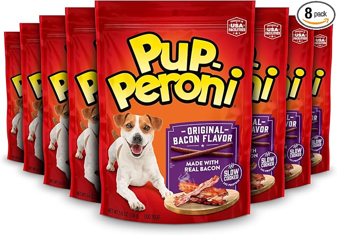 Pup-Peroni Dog Treats, Original Bacon Flavor, 5.6 Ounce (Pack of 8), Made with Real Bacon