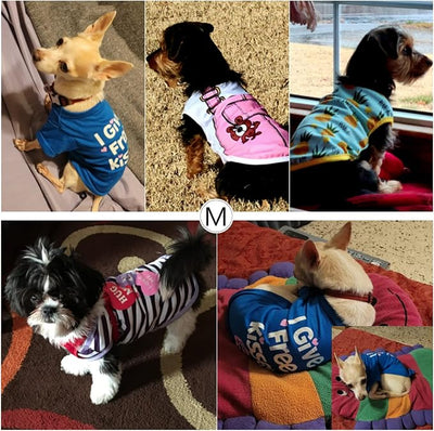 SATINIOR 6 Pcs Dog Clothes Printed Doggie Shirts Puppy T-Shirts Cute Pet Cotton Clothes Doggie Shirt for Small Medium Dog Apparel Summer Christmas(L)