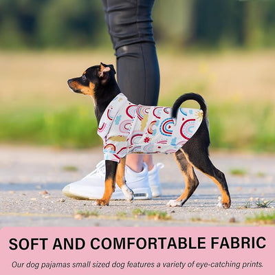 Dog Shirts for Small Dogs Puppy Pajamas Cute Pet Clothes Soft Button Down T Shirt Summer Outfit (Boho Rainbow, S)