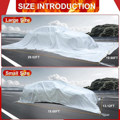 Emergency Fire Blanket for Car, Large Fiberglass Fire Suppression Blanket, Survival Safety for Electric Vehicle Truck Automotive Conflagration (13.12x19.68FT), White
