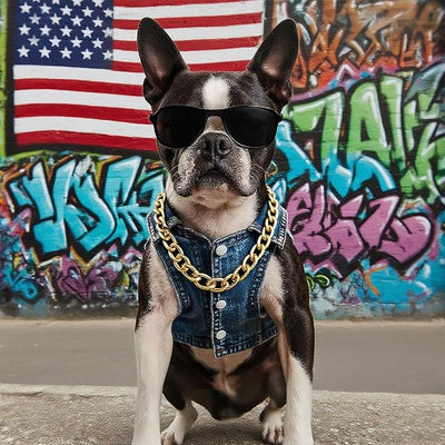 Cool Dog Jean Jacket Vest with D-Ring Blue Denim Dogs Outfits for Small Medium Dogs Cats Boy Male Dog Clothes Costume Dogggie Puppy Harness Coat for Frenchie Walking(Blue with D-Ring,XS)