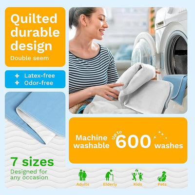 GREEN LIFESTYLE Washable Underpads - Large Pads for use as Incontinence Bed Pads, Reusable Pet Pads, Great for Dogs, Cats, Bunny, Seniors Bed Pad (Pack of 2 - 41x41)