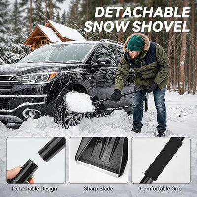 VCANENERGY Car Emergency Kit with Jumper Cable, First Aid Kit, Winter Travel Assistance with Detachable Snow Shovel, Safety Emergency Kit for Cars, Trucks
