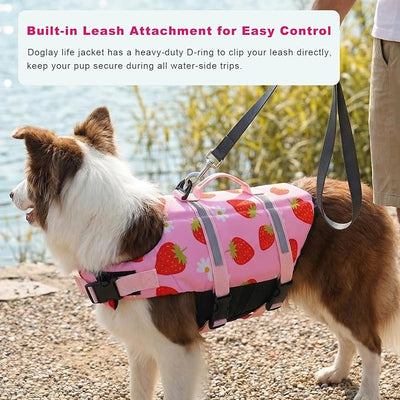 Doglay Dog Life Jacket, Dog Life Vest for Swimming Boating, Adjustable Puppy Life Jacket with Reflective Stripes, Superior Buoyancy Pet Swimming Vest for Small Medium and Large Dogs