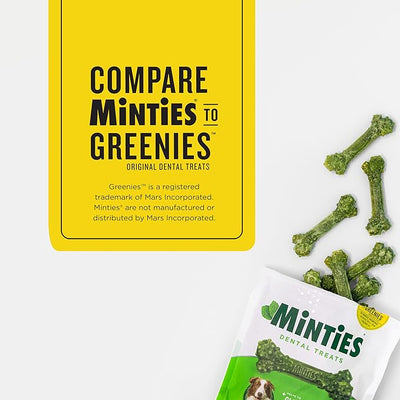 Minties Dental Chews for Dogs, 36 Count, Vet-Recommended Mint-Flavored Treats for Large Dogs Over 50 lbs, Dental Bones Clean Teeth, Fight Bad Breath, and Removes Plaque and Tartar