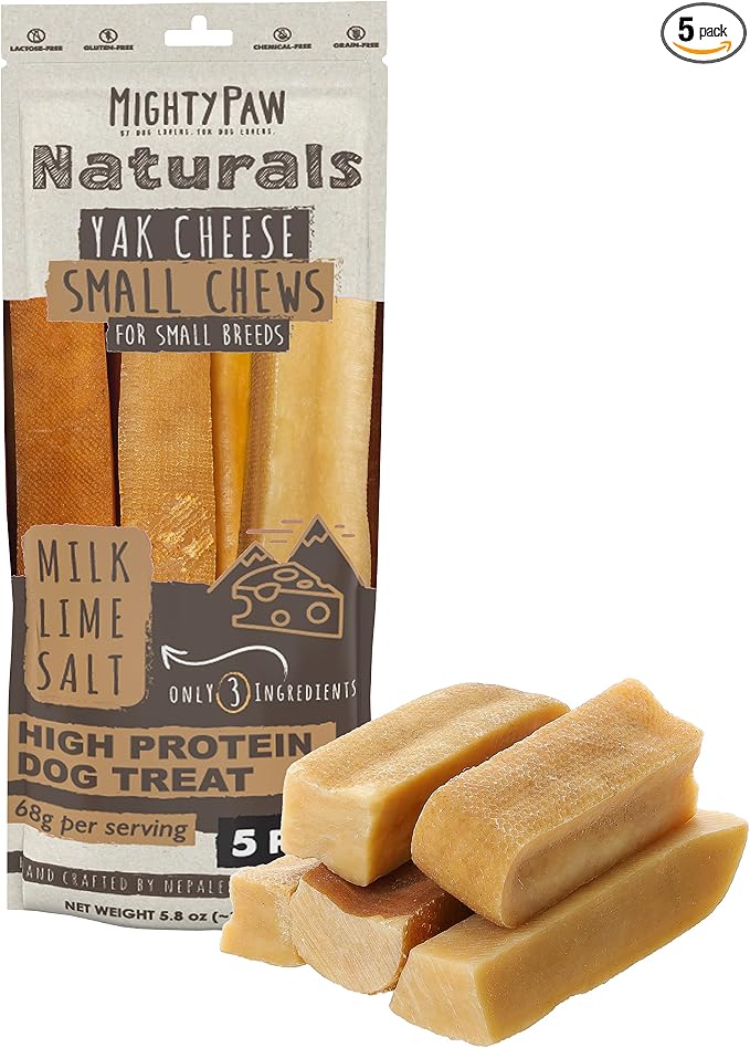 Yak Cheese Chews for Dogs | All-Natural Long Lasting Pet Treats. Odorless and Great for Oral Health. Limited-Ingredient Chews for Puppies & Power-Chewers (Small, 5 Pack)