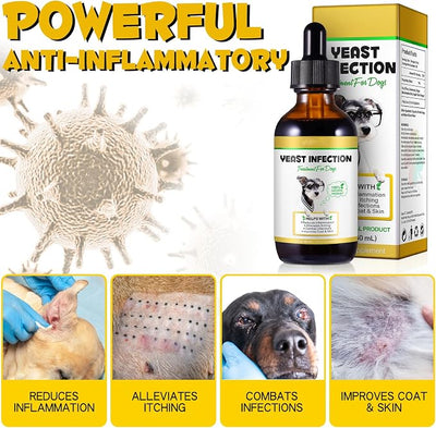2Pack Yeast Infection Treatment for Dogs - Natural Support Drops for Dog Itch Relief, Ear Infection, Allergy & Inflammation Relief, Dog Yeast Infection Treatment (2 x 2 Fl Oz)