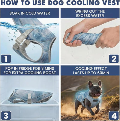 Spark Paws Dog Cooling Vest - SPF 50 UV Sun Protection - Summer Heat Relief Gear for Dogs, Lightweight, Evaporative Cooling - Dog Anxiety Relief Vest During Hot Days - Ice Blue, Small
