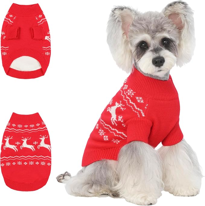 Christmas Dog Sweaters for Small Medium Large Dogs Classic Turtleneck Holiday Xmas Pet Clothes Cozy Stretchy Sweater for Chihuahua, Bulldog, Dachshund, Pug Medium