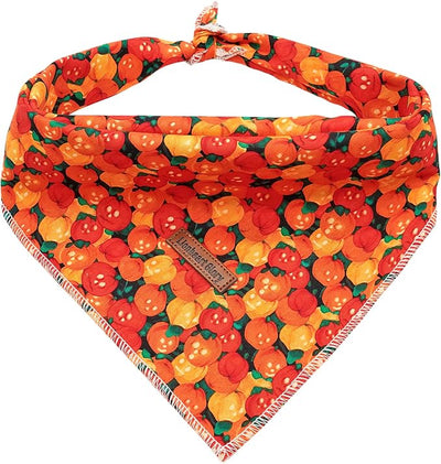 Lionheart glory Pumpkin Dog Bandana 1 Pack Washable Soft Dog Scarf, Square Adjustable Girl or Boy Dog Bandanas for Small Dogs and Cats