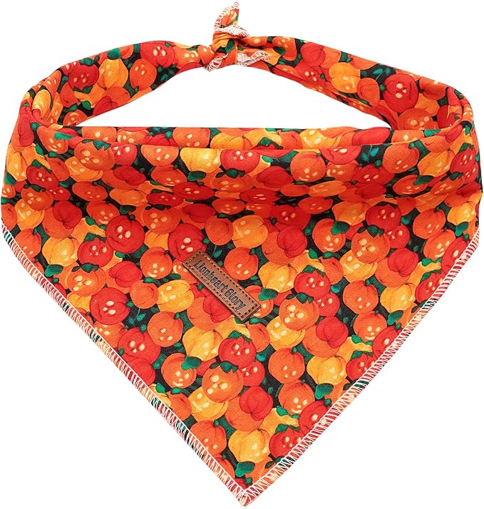 Lionheart glory Pumpkin Dog Bandana 1 Pack Washable Soft Dog Scarf, Square Adjustable Girl or Boy Dog Bandanas for Small Dogs and Cats
