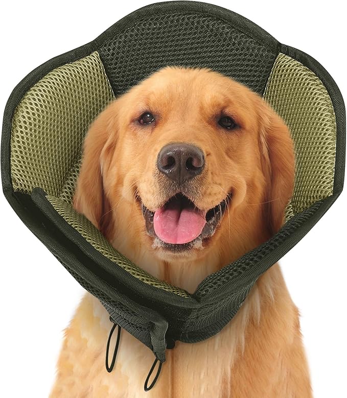 Dog Cones for Large Dogs, Soft Pet Cone Stop Licking After Surgery, Adjustable Pet E-Collar Alternative for Wound Healing, Army Green X-Large