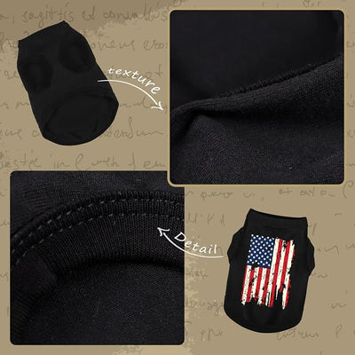 American Battle Damaged Flag Inspired Cotton Dog Vest: Perfect Dog Shirt, Ideal Tank Top for Everyday Wear, Independence Day Celebrations Crafted Materials for a Cute and Stylish Look Black USA 4XL
