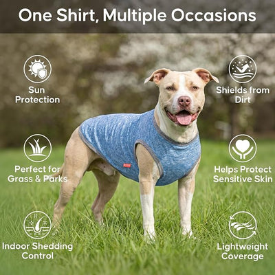 KYEESE 2Pack Dog Shirt, Lightweight Sun Protection Sleeveless Dog T Shirts for Small Dogs Boy, Breathable Pet Reflective Tank Top Summer Dogs Clothes for Outdoor Walking, Grey+Light Blue, M