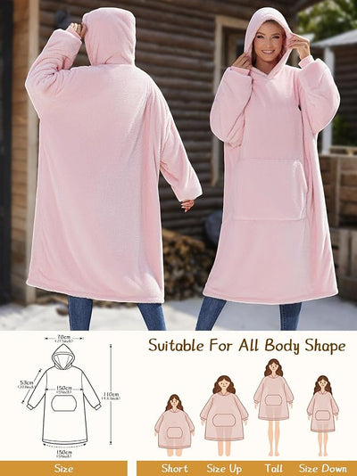 Wearable Heated Blanket Hoodie with 16000 mAh Battery,Cordless Heating Throw,Electric Shawl Robe with Sleeves,Gift for Family