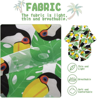 Hawaiian Dog Shirt – Lightweight and Breathable Summer T-Shirt with Tropical Prints, Fun Beach Outfit for Small, Medium, and Large Dogs, Perfect for Hot Days and Outdoor Vacation.Hornbill XXL