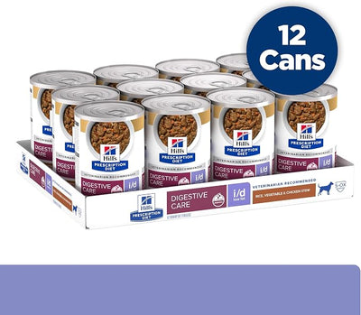 Hill's Prescription Diet i/d Low Fat Digestive Care Wet Dog Food, Rice, Vegetable, & Chicken Stew, 12.5 oz. Cans, 12-Pack