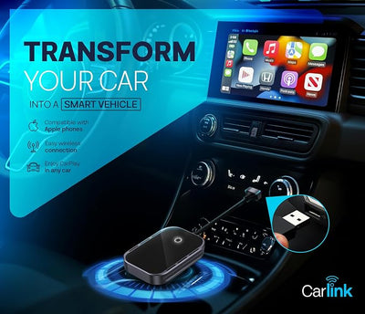 Carlink Wireless CarPlay & Android Auto Adapter for iPhone & Android - USB-C, No Latency, Seamless Multi-User Connection (iOS 10+, Bluetooth Car Stereo Support)