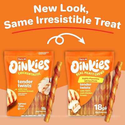 Oinkies Tender Twists Rawhide‑Free Dog Chews, 18 Count