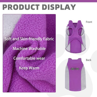 KOOLTAIL Small Dog Sweater - Dog Fleece Vest Jacket with Leash D-Ring for Small Medium Dogs, Soft Pullover Winter Warm Cold Weather Coats, Pet Fall Clothes Outfit for Puppy Cat Boys&Girls, Purple S