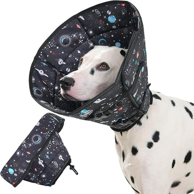 Avont Dog Cone Alternative, Adjustable Soft Comfy Foldable E Cones for Medium Large Dogs After Surgery, Escape-Proof Elizabethan Collar for Surgical Wound Recovery Stop Licking -Star(L)