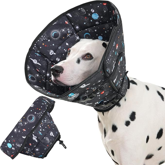 Avont Dog Cone Alternative, Adjustable Soft Comfy Foldable E Cones for Medium Large Dogs After Surgery, Escape-Proof Elizabethan Collar for Surgical Wound Recovery Stop Licking -Star(XL)