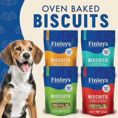 Finley's Crunchy Dog Biscuits, Variety Flavor, Plant-Based Healthy Treats, Oven Baked Dog Cookies, 12oz, 4 Variety Flavor Pack