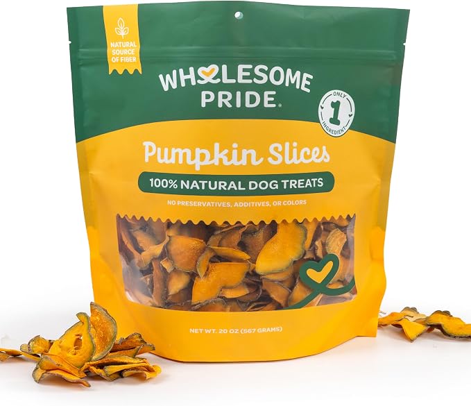 Pumpkin Slices Dog Treats – Single Ingredient, Dehydrated, All Natural, 20 oz