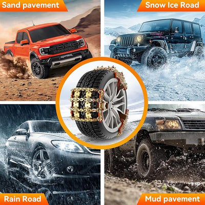 Snow Chains for Car SUV Pickup Trucks, Adjustable Portable Universal Emergency Anti Skid Snow Car Tire Chains for Tire Width 175 185 195 205 215 220 225 235 240 245 255 265, 6 Pack